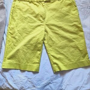 Lime Green Alfred Sung 4 pocket Bermuda Shorts